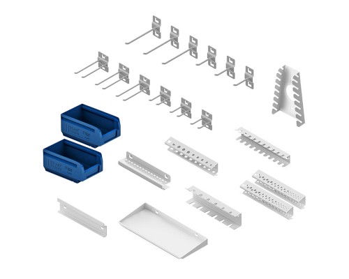 Навесные металлические аксессуары на перфопанель - 23 предмета